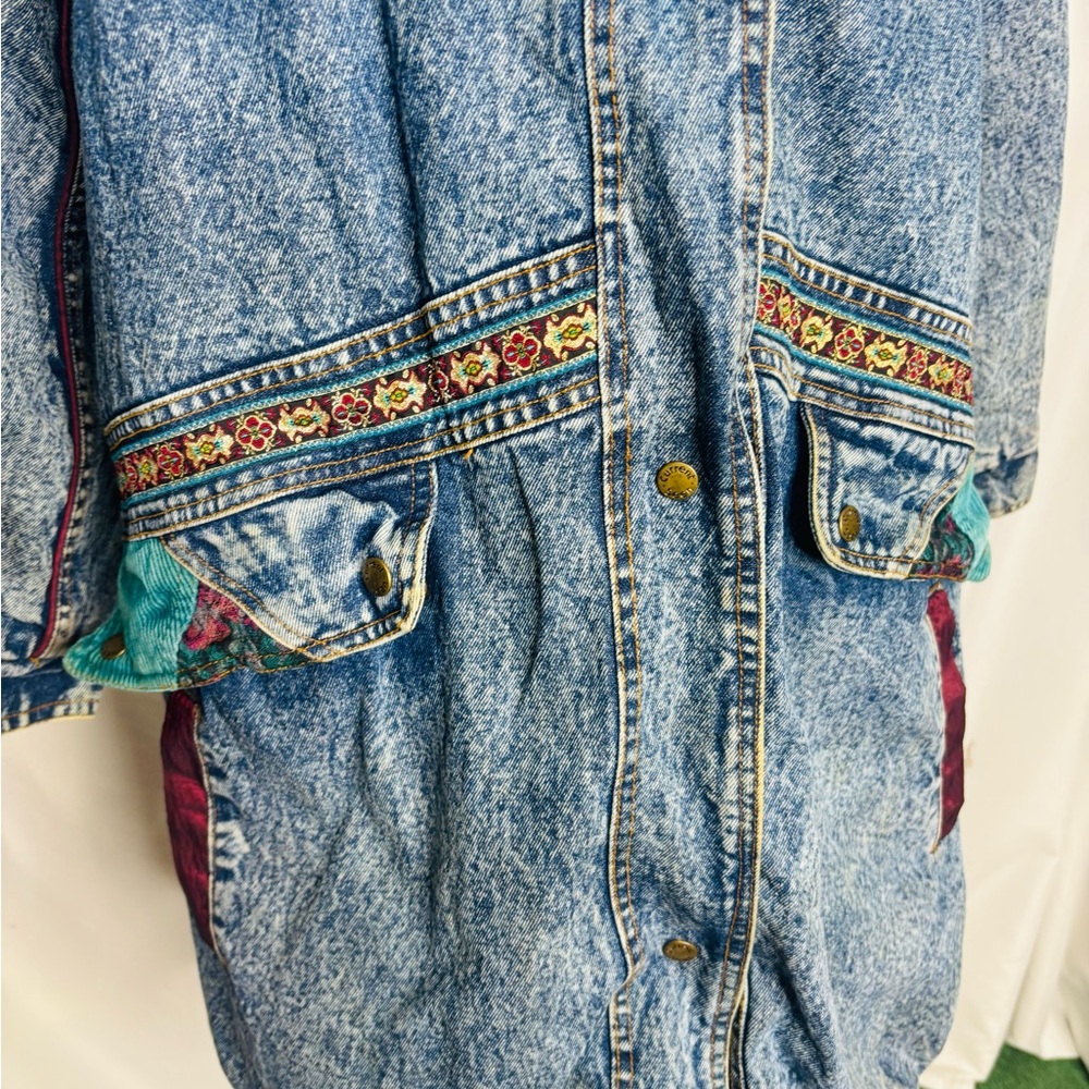 Vintage 80s Current  Seen brand acid wash denim patchwork jacket - Picture 5 of 10